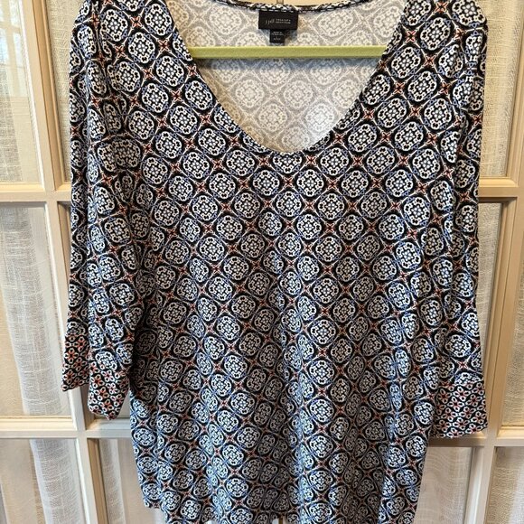 J. Jill 3/4 Sleeve Mandala Patterned Tunic Top - Picture 1 of 4